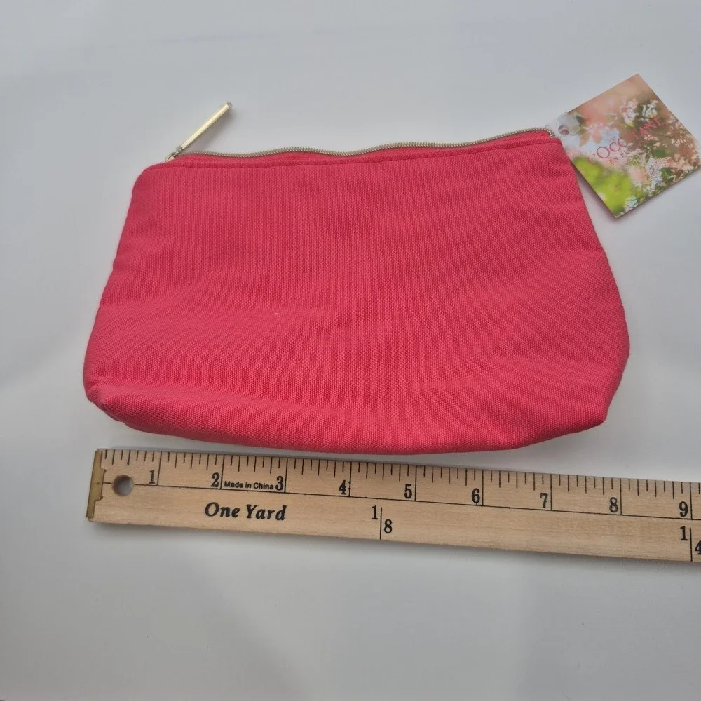 L'OCCITANE en Provence Pink Beige Fabric Makeup Bag with Zipper Pouch